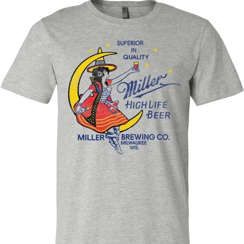 Miller High Life Vintage Logo Gray T-Shirt - Picture 2 of 5